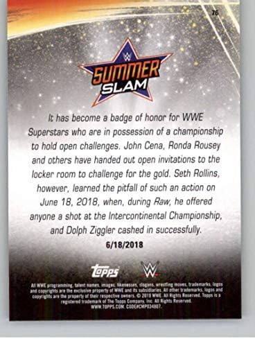2019 Topps WWE SummerSlam Bronz Güreş 76 Dolph Ziggler Resmi Güreş Ticaret Kartı Topps