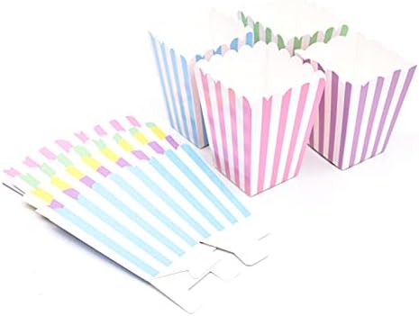 ZHYLıng 12 adet Kağıt Şeker Patlamış Mısır Kutusu / Fincan Pembe Mavi Pastel Gökkuşağı Doğum Günü Partisi Dekorasyon Bebek Duş