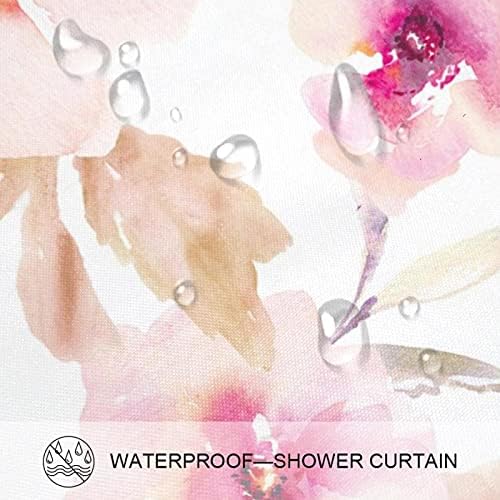 YAlıDA Pembe ve Mor Çiçek Desen Çiçekler Duş Perde Setleri ile Kilim, su geçirmez Kumaş Polyester Banyo Duş Perde Liner ile Kanca,