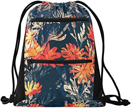 İpli sırt çantası dize çanta Sackpack Cinch su dayanıklı naylon spor salonu alışveriş spor Yoga çayır çim çiçekler için
