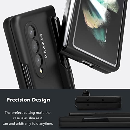 ımluckies Kalem Tutucu ile Samsung Galaxy Z Fold 3 Kılıf için Tasarlanmış, S Kalem Yuvası ile Premium İnce Mat PC Durumda, Anti-Damla