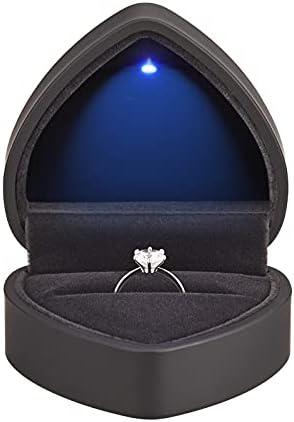 LED ışıklı Kalp Şeklinde Halka Hediye Kutusu, Işıklı Kadife Küpe Mücevher Kutusu, Düğün, Nişan, Teklif, Doğum Günü ve Yıldönümü