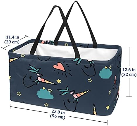 Alışveriş Sepeti Sihirli Unicorn Alışveriş Çantaları Su Geçirmez Bakkal Tote Çanta Katlanabilir Ağır Tote Çanta