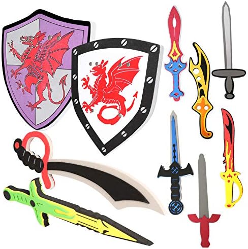 Çocuklar için Köpük Kılıç ve Kalkanlar - 10 Paket Çocuklar için Köpük Kılıç Oyuncak-Yumuşak Oyun Köpük Silah Oyuncak-Ninja Savaşçı