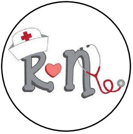 marka olmadan 48 Set Zarf Mühürler Etiketler Mezuniyet Hemşirelik Hemşire RN Kalp 1.2 Yuvarlak Yapıştırıcı Sticker