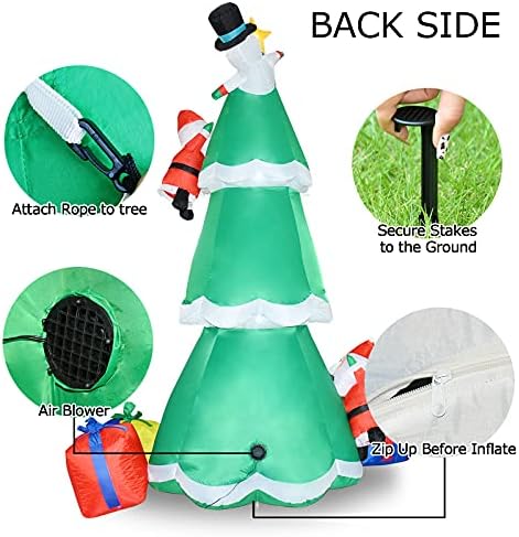 8Ft Noel Şişme Dekorasyon Ağacı ile Dahili LED, Havaya uçurmak Şişme Ağacı ile 3 Hediye Kutuları,2 snowmans ve 2 Noel Baba için