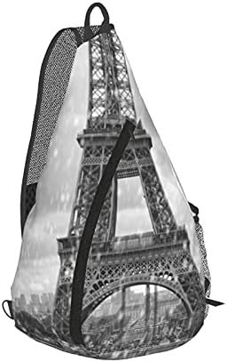 Fftian asma Sırt Çantası, Paris Kırmızı Şemsiye Yağmur Crossbody Omuz Göğüs Çanta Seyahat Yürüyüş İçin Rahat Sırt Çantası