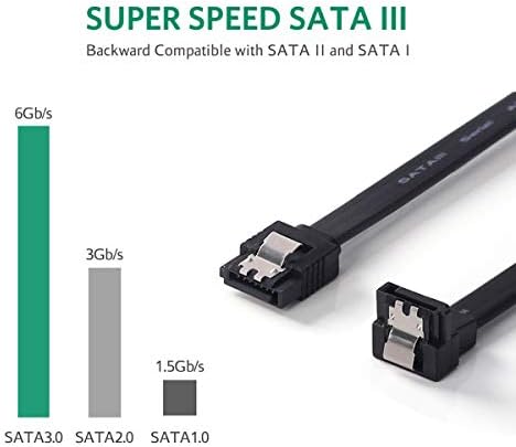 ELİATER 6 Paketi 90 Derece Sağ Açı SATA III Kablo 6.0 Gbps HDD SDD Veri Kablosu için Kilitleme Mandalı ile SATA HDD, SSD, CD