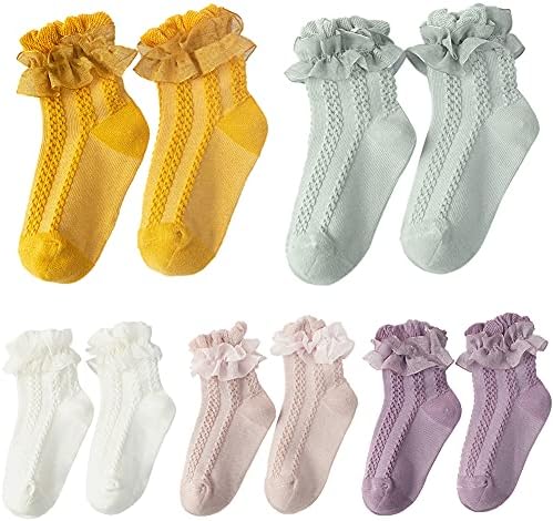 Sevimli Bebek Kız Fırfır Çorap Pamuk Dantel Prenses Tarzı Elbise Çorap Kızlar için Bebek Yürüyor 5 Pairs