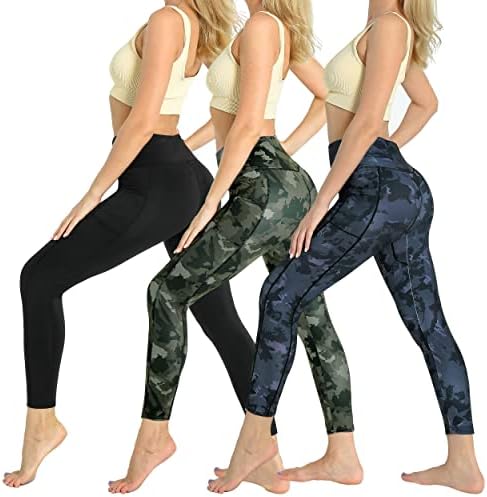 Roiboty 3 Paket Bayan Yoga Tayt ile Cepler-Hiçbir See-Through Yüksek Belli Karın Kontrol Yoga Pantolon Egzersiz Koşu Legging