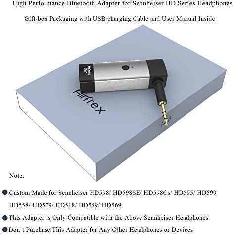 Airfrex Bluetooth Adaptörü ve Kablosuz Ses Alıcısı için Mikrofon ve 2.5 mm Jack ile Sennheiser HD598 / HD598Cs / HD598SE / HD595