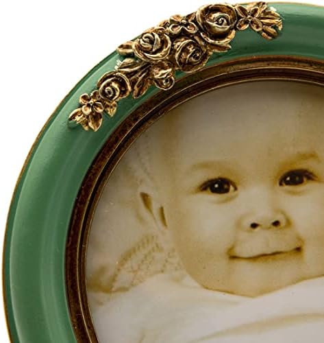 SIKOO 4x4 Vintage Mini Yuvarlak Rustik Resim Çerçevesi Antika Bebek Küçük Masa ve Duvar Asılı Aile Fotoğraf Çerçevesi ile Yüksek