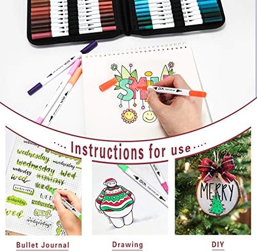 160 Renkler Çift Fırça Kalemler Sanat İşaretleyiciler, ZSCM Ince Fırça Ucu Renkli Kalemler Kanvas Çanta ile Set, Çocuklar Kadınlar