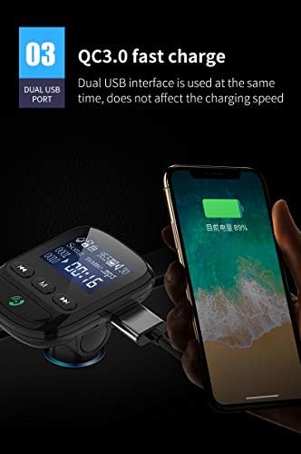 9jiuguiyi Eller Serbest Arama Araç Şarj Cihazı, Kablosuz Bluetooth Fm Verici Alıcı, Mp3 Ses Müzik Stereo Adaptörü, Tüm Akıllı