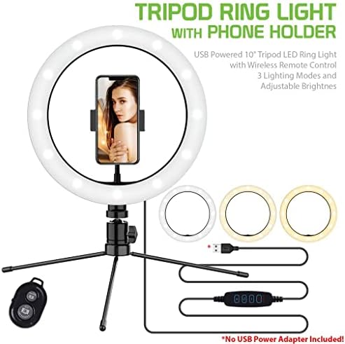 Parlak Selfie Halkası Üç Renkli ışık, Canlı Yayın/Makyaj/YouTube/TikTok/Video/Çekim için Uzaktan Kumandalı Xolo Q900s 10 İnç