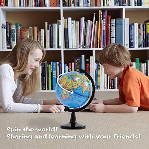Wızdar 4 Dünya Küre Çocuklar için Öğrenme, Eğitim Dönen Dünya Haritası Küre Mini Boyutu Dekoratif Toprak Çocuk Küre Sınıf Coğrafya