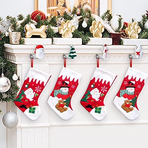 SHareconn 4 Paketi Noel Stocking Tutucu, Ayarlanabilir Kaymaz Paslanmaz Çelik Taşınabilir Çorap Kanca, noel Eleman Stokları Tutucu