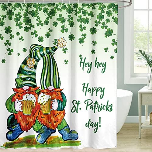 Mıyotaa Aziz patrick Günü Elf Duş Perde Seti 60 W x 71 H Inç Yonca Yaprakları Tezahürat Bira İrlandalı Festivali Sevimli Polyester