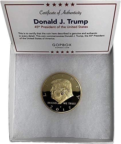Donald Trump Altın Sikke, Altın Kaplama Koleksiyon Sikke ve Vaka Dahil, 45th Başkanı, Orijinallik Belgesi Resmi