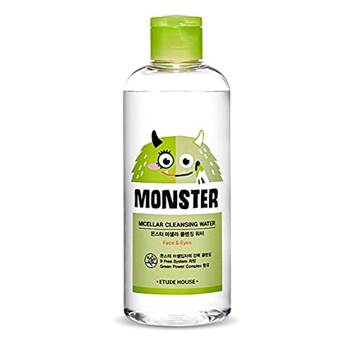 ETUDE HOUSE Monster Micellar Temizleme Suyu 300ml / Yıkanmayan Su Temizleyici Göz, Dudak ve Yüz Makyajını Kaldırır / Düşük pH