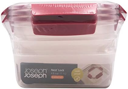 Joseph Joseph Nest Kilit Plastik Gıda Saklama Kabı Seti Kilitlenebilir Hava Geçirmez Sızdırmaz Kapaklı, 6 Parçalı Set / 37oz,