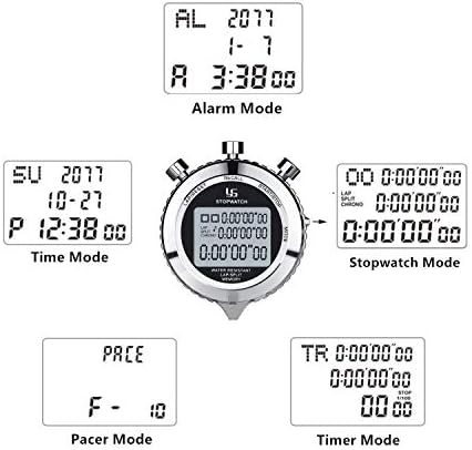 Rolilink Dijital Kronometre Zamanlayıcı Metal Kronometre, Spor Yarışması için 10 Tur Kronometre Zamanlayıcı