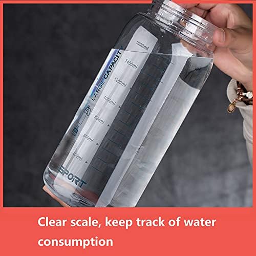 ZİHANLOY Yarım Galon (1800 ml) Büyük Kapasiteli Su Şişesi Erkekler ve Kadınlar için, Şeffaf Plastik Su Bardağı ile Ölçek ve Saman,