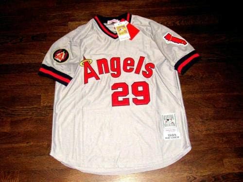 Rod Carew California Angels Hof Stat Mitchell & Ness İmzalı Otomatik 1985 Jersey Jsa İmzalı MLB Formaları