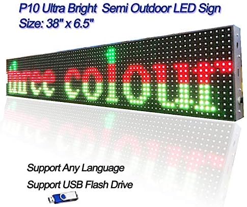 38 x 6.5 P10 Tam Renkli Ultra Parlak Yarı Açık SMD LED Burcu RGB LED Ekran Programlanabilir Kaydırma mesaj panosu için Pencere
