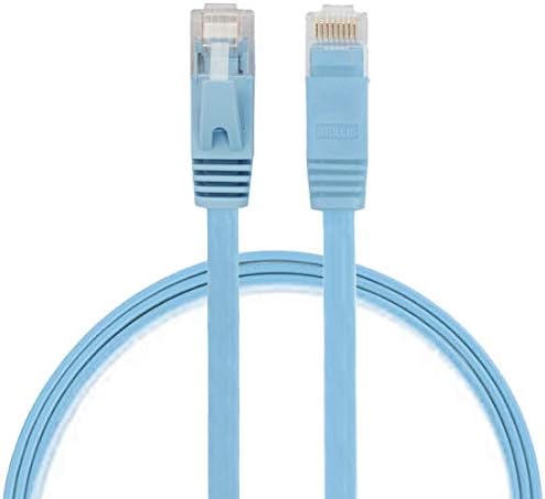 CAOMİNG 0.5 m CAT6 Ultra-İnce Düz Ethernet Ağ LAN Kablosu, Yama Kurşun RJ45 (Renk: Mavi)