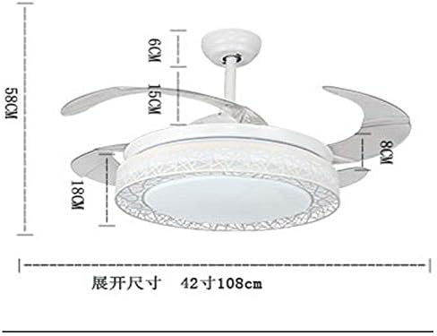 TFCFL 42 inç LED tavan vantilatörü ışık uzaktan kumanda ile 3 renk değişimi geri çekilebilir bıçaklar avize fan ışık ev için