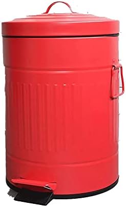 ZXCSER Retro Pedalı Atık çöp kutusu Ofis Banyo Mutfak ile Plastik İç Kova, taşınabilir Kolu çöp tenekesi GTLLN (Renk: Kırmızı)