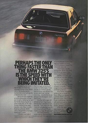2 Orijinal Dergi Baskı Reklamı Seti: 1985 BMW 325 Serisi, 325e, 325es, 6 silindirli Eta motoru, Belki De BMW 325'lerden Daha