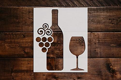 Şarap Şişesi ve Cam Şablon DIY Kullanımlık Zanaat ve Boyama Duvar Stencils-841 (48x 84)