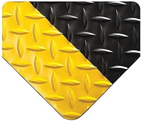 Wearwell Inc Siyah / Sarı Elmas Plakalı Runner Mat 4 ft. G x 67 ft. L, 3/16, PVC