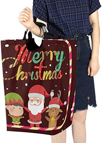 RunningBear Christma Çamaşır Sepeti Çamaşır Giysi Sepeti-Noel Santa Elf Geyik CollapsiblLaundry Sepet Kirli kıyafet sepeti Yatak