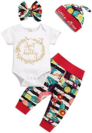 Bebek Kız Yaz Giysileri Küçük Kardeş Yenidoğan Kıyafetler Kısa Kollu Bodysuit Çiçek Pantolon Sevimli Şeyler Set