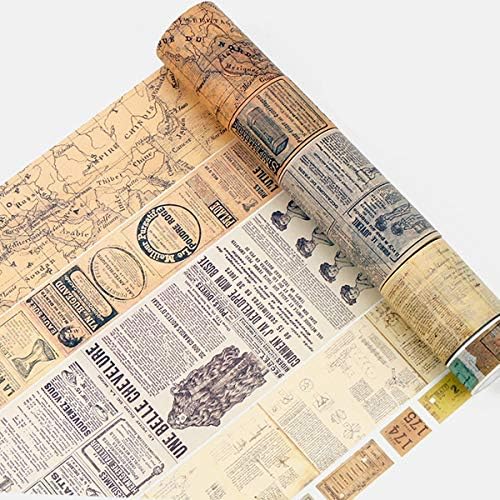 LKXHarleya Retro Washi Bant Seti, Vintage Gazete Dergisi Washi Bant Çıkartmalar Dekorasyon DIY Sanat El Sanatları Scrapbooking