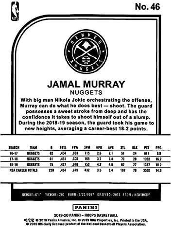 2019-20 Panini Çemberler Kış 46 Jamal Murray Denver Nuggets NBA Basketbol Ticaret Kartı
