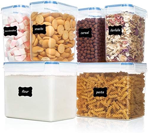 Vtopmart Hava Geçirmez Gıda saklama kapları 6 Parça - Plastik PBA Ücretsiz Mutfak Kiler Saklama Kapları için Şeker, Un ve Pişirme