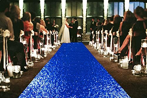 ShinyBeauty 3FTx15FT-Düğün Koridor Koşucu-Kraliyet Mavi, Glitter Pullu Koridor Koşucu Düğün Töreni için Parti / Çocuk Parti Dekorasyon