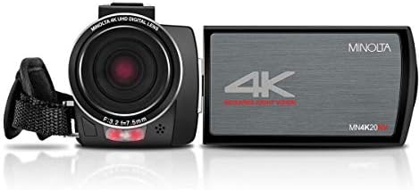 Minolta MN4K20NV 4 K Ultra HD 3 dokunmatik Kamera ile Gece Görüş Paket ile led ışık, mikrofon, katlanabilir Sabitleyici, makro