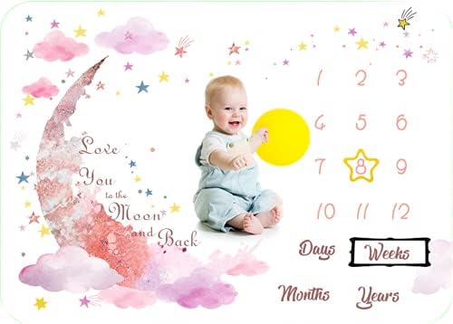 Bebek Aylık Milestone Büyüme Grafik Ay Yaş Takvim İlk Yıl Battaniye Erkek ve Kız için, bebek Kreş Dekorasyon Hediye 60x40 inç
