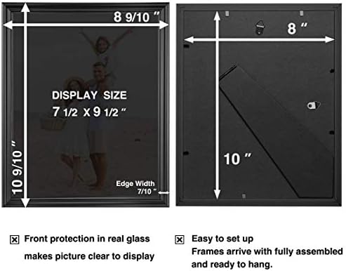 LaVie Home 8x10 Resim Çerçeveleri (3 Paket, Siyah)Duvar veya Masa Üstü Ekran, Zarif Eğimli Detay Tasarımı Yüksek Çözünürlüklü