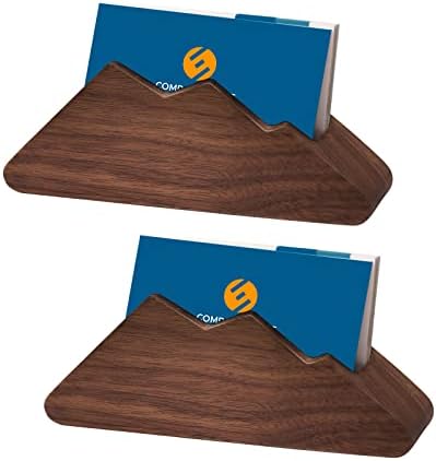 Masa Ahşap Ekran için kartvizit Tutucu Ofis Masa Üstü için Kartvizit Standı 2 Paket (Ceviz) (Dağ (2 Paket))