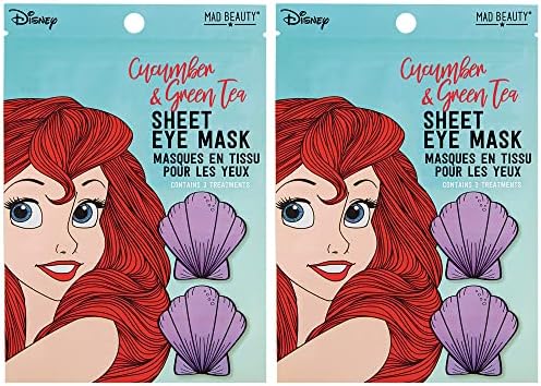 Mad Beauty Disney Princess Ariel 2 Paket Yaprak Göz Maskesi - Salatalık Yeşil Çayında Her Pakette 3 Bakım İçerir-Şımartıcı Kaplıca