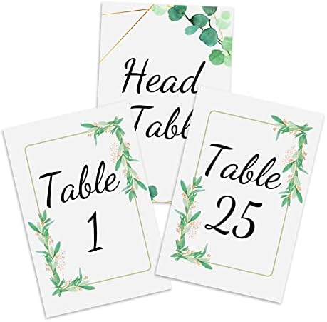 Masa Numaraları 1-25 Artı Kafa Masa Kartı, Düğün ve Etkinlikler için Eşleşen Gümüş Masa Numarası Tutucuları ile Çift taraflı