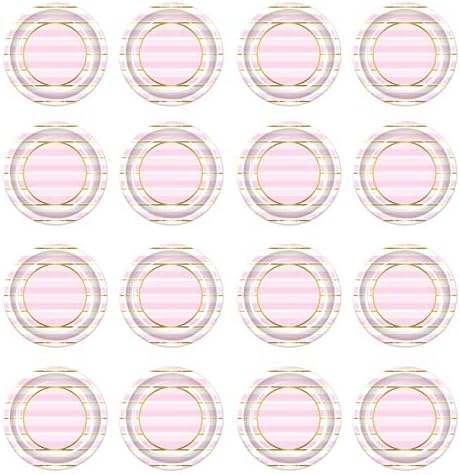 Beistle Çizgili Kağıt Tabaklar 16 Parça 1st Doğum Günü Sofra Kız Bebek Duş Parti Malzemeleri, 9, Pembe/Beyaz / Altın