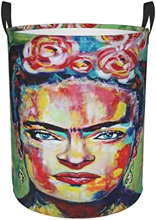 Frida Kahlo dairesel depolama Bin Organizatör yuvarlak Sepet çamaşır sepeti yatak odası giyim Mediumsmall İçin