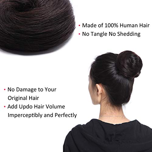 S-noilite Dağınık Bun Saç Parçaları 1 ADET İnsan Saç Scrunchie 1B Doğal Siyah Düz Zarif Chignon Hairpieces Anında At Kuyruğu
